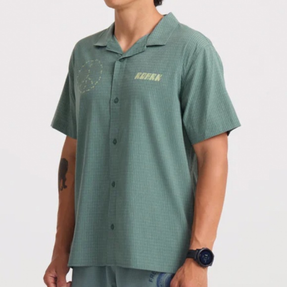 Roark Run Amok Bless Up Trail Shirt Green Grid Men’s M | Performance Travel - Picture 2 of 11